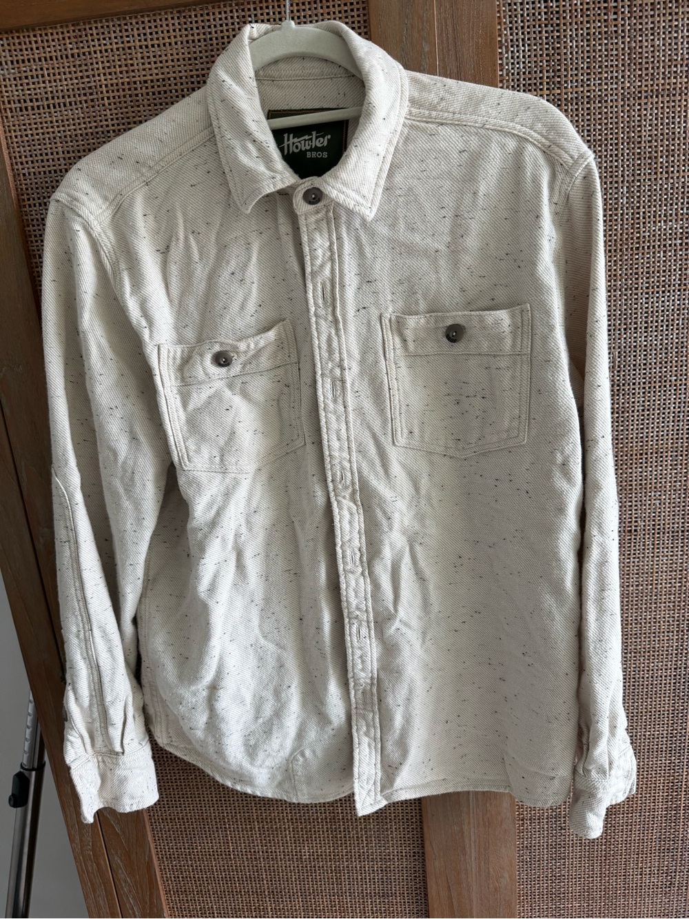 Howler Brothers Cream Speckled Long-Sleeve Button-Down Shirt